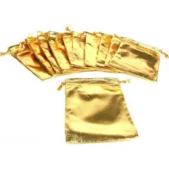 12 Pouches Gold Gift Bag Drawstring Jewelry 4"