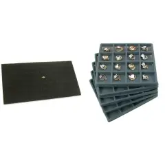 Black Ring Foam Pad & Gray 16 Slot Jewelry Display Tray Inserts Kit 6 Pcs