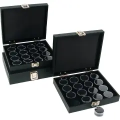 48 Gem Jars Black Tray Display Gemstone Travel Case