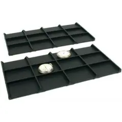 24 Slot Pocket Watch Jewelry Tray Display Black Leather