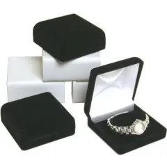 6 Black Flocked Watch & Bracelet Jewelry Gift Boxes