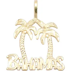14k Gold Bahamas Palm Trees Charm Diamond-Cut Jewelry