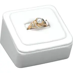 White Leather Slot Ring Display Stand Jewelry Showcase
