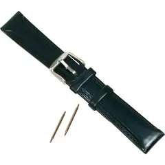 Oilskin Chrono Watch Band Black Geniune Leather 18mm