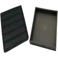 Black Open Square Stackable Jewelry Display Tray w/ Black 5-slot Plastic Tray