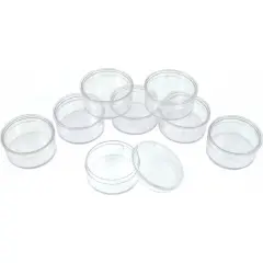 8 Round Storage Jars for Beads & Gems 1 1/4"
