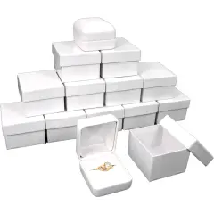 12 White Leather Ring Gift Boxes Jewelry Case Display