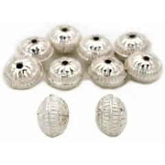 Round Saucer Bali Beads Silver Plated 9.5mm Approx 10