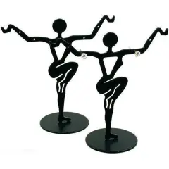2 Black Metal Earring Dancer Jewelry Showcase Display Stands 3.25"