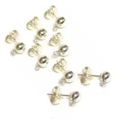 8 Sterling Silver Ball Stud Earrings 5mm & Ear Backs