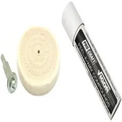 3" Cotton Buffing Wheel, Mandrel & Polishing Emery Compound Peel A Way 5 Oz.