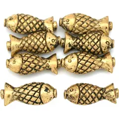 Fish Beads Antique Gold Plated Spacer New 18mm Approx 8