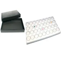 Black Jewelry Case (Removable Magnetic Lid) w/ White Foam 36 Gem Jar Insert