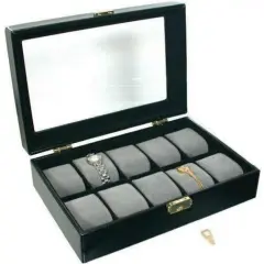 10 Watch Glass Top Showcase Displays Jewelry Box