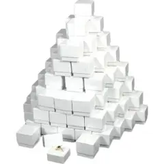 100 White Ring Gift Boxes Set Jewelry Showcase Display