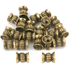 Fluted Tube Bali Beads Antique Gold Plt 7.5mm Approx 20