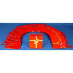 40 Red Tote Bags Gold Bow Shopping Gift Display 4"