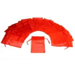 24 Red Organza Drawstring Pouches Case Jewelry Gift Bags 4x5"