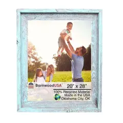 Rustic Farmhouse Signature Series 20 in. x 28 in. Reclaimed Wood Picture Frame Blue
