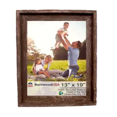 Rustic Farmhouse Signature Series 13 in. x 19 in. Reclaimed Wood Picture Frame Brown
