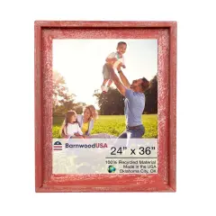 Rustic Farmhouse Signature Series 24 in. x 36 in. Reclaimed Wood Picture Frame Red