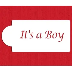 It's a Boy Cake Stencil | C043 by Designer Stencils | Cake Decorating Tools | Baking Stencils for Royal Icing, Airbrush, Dusting Powder | Reusable Plastic Food Grade Stencil for Cakes | Easy to Use & Clean Cake Stencil