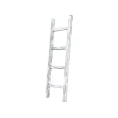 Rustic Farmhouse 4ft Reclaimed Wood Decorative Bookcase Ladder White