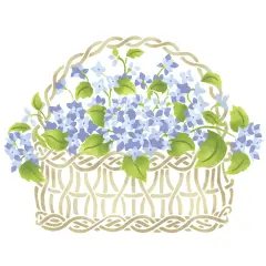 Small Hydrangea Basket Wall Stencil | 2389 by Designer Stencils | Floral Stencils | Reusable Art Craft Stencils for Painting on Walls, Canvas, Wood | Reusable Plastic Paint Stencil for Home Makeover | Easy to Use & Clean Art Stencil