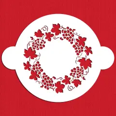 Grapevine Circle Cake Stencil | C237 by Designer Stencils | Cake Decorating Tools | Baking Stencils for Royal Icing, Airbrush, Dusting Powder | Reusable Plastic Food Grade Stencil for Cakes | Easy to Use & Clean Cake Stencil