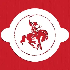 Cowboy Cake Stencil Top | C268 by Designer Stencils | Cake Decorating Tools | Baking Stencils for Royal Icing, Airbrush, Dusting Powder | Reusable Plastic Food Grade Stencil for Cakes | Easy to Use & Clean Cake Stencil