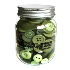 Buttons Galore Mason Jar Colorful Craft & Sewing Buttons Leafy green