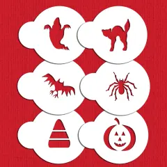 Halloween Cookie & Cupcake Stencil Set: Cat, Candy Corn, Spider, Ghost, Bat, Pumpkin | C065 by Designer Stencils |