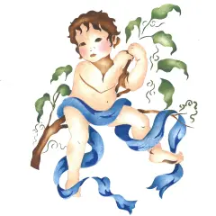 Small Front Facing Cupid Wall Stencil | 2414 by Designer Stencils | Reusable Art Craft Stencils for Painting on Walls, Canvas, Wood | Reusable Plastic Paint Stencil for Home Makeover | Easy to Use & Clean Art Stencil