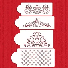 Princess Lace Cake Stencil Set | C414 by Designer Stencils | Cake Decorating Tools | Baking Stencils for Royal Icing, Airbrush, Dusting Powder | Reusable Plastic Food Grade Stencil for Cakes | Easy to Use & Clean Cake Stencil