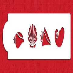 Seashell Cake Stencil Side | C132T by Designer Stencils | Cake Decorating Tools | Baking Stencils for Royal Icing, Airbrush, Dusting Powder | Reusable Plastic Food Grade Stencil for Cakes | Easy to Use & Clean Cake Stencil