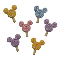 Buttons Galore Flatback Embellishments for Crafts - Mouse Ear Lollipops - 18 Pieces