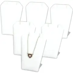 6 Necklace Pendant Chain Displays White Leather Stand