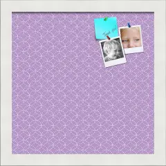 PinPix Custom Bulletin Board Purple Circles Poster Board Has a Fabric Style Canvas Finish, Framed in Satin White Frame, by ArtToFrames (PinPix-493)