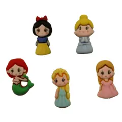 Buttons Galore Flatback Embellishments for Crafts - Princesses - 15 Pieces