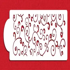 Leafy Scroll Cake Stencil | C358 by Designer Stencils | Cake Decorating Tools | Baking Stencils for Royal Icing, Airbrush, Dusting Powder | Reusable Plastic Food Grade Stencil for Cakes | Easy to Use & Clean Cake Stencil