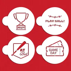 Large Sports Themed Cookie Stencils | C1077 by Designer Stencils | Cookie Decorating Tools | Baking Stencils for Royal Icing, Airbrush, Dusting Powder | Reusable Plastic Food Grade Stencil for Cookies | Easy to Use & Clean Cookie Stencil