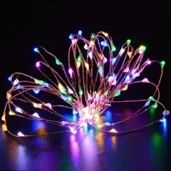Perfect Holiday 100 LED Silver Copper Fairy Light Plug in Multicolor