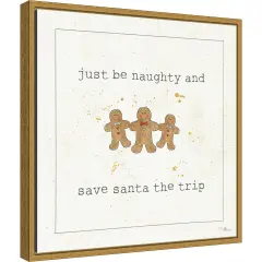 Christmas Cuties VII (Gingerbread) by Pela Studio Canvas Wall Art Print Framed Gold