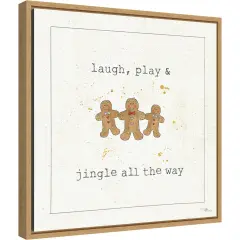 Christmas Cuties VI (Gingerbread) by Pela Studio Canvas Wall Art Print Framed Natural