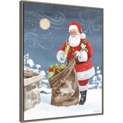 Santas List V by Beth Grove 23-in. W x 28-in. H. Canvas Wall Art Print Framed in Grey