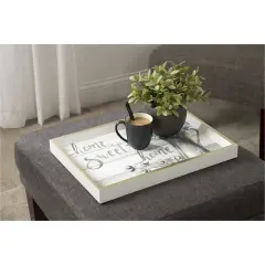 Amanti Art Decorative Wood Tray 13"x19" featuring 'Farmhouse Cotton Home Sweet Home' by Tre Sorelle Studios by Tre Sorelle Studios Framed Art Print