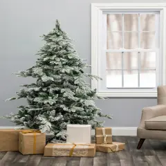 Perfect Holiday Alpine Fir Artificial Christmas Tree - Snow Flocked