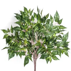 Grand Verde Ficus Tree Branches 23&rdquo; Tall Artificial Greenery Plants Faux Green Silk Leaves DIY Home Decor Fence Decoration Craft Wreath, Bulk 4pcs