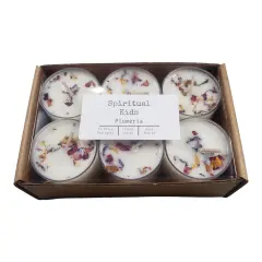 Plumeria Natural Soy Wax Tealights 12 Count Hand Poured with Fragrant/Essential Oils & Dried Flowers | Christmas Gift | Wedding Favors | Floral Scent