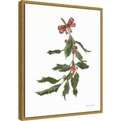 Peace and Joy Holly by Sara Zieve Miller 16-in. W x 20-in. H. Canvas Wall Art Print Framed in Gold